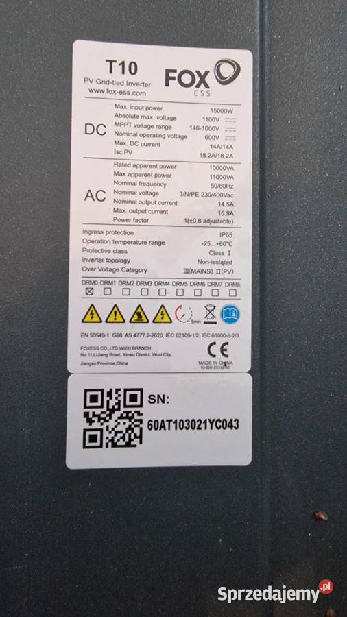 Falownik FOX ESS T10 G3 10KW wi fi Ostrów