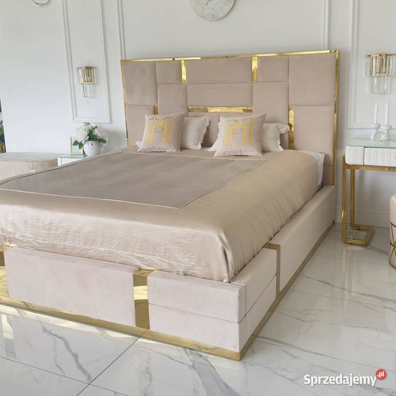 Łóżko Designerskie 180x200 Beżowe Emporio Styl Łóżka