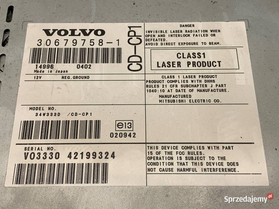 RADIO VOLVO V50 30679758 0312 ODTWARZACZ podkarpackie