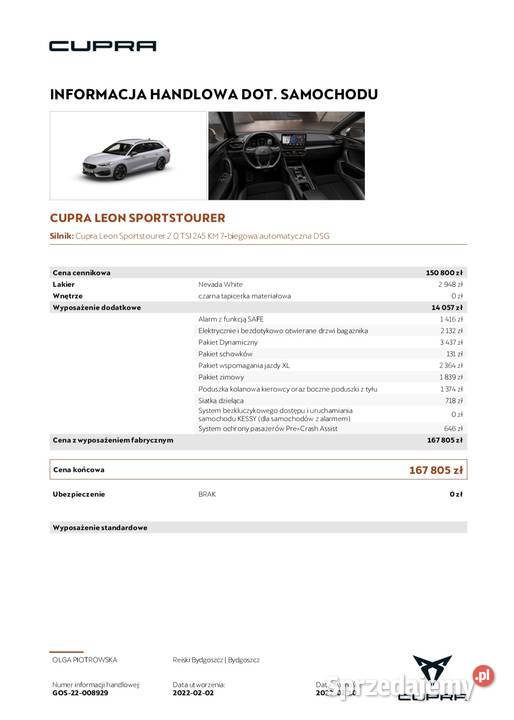 Cupra Leon ST 20TSI 245 cesja