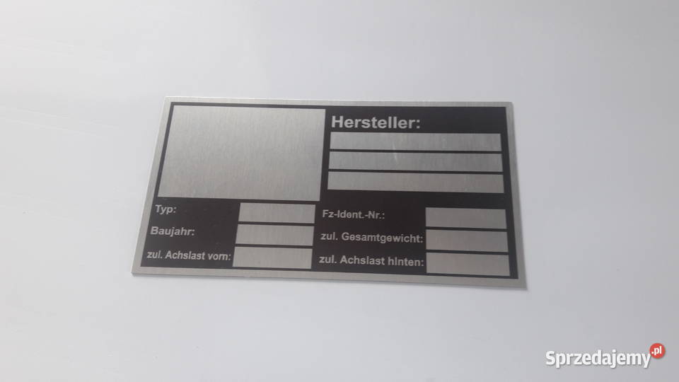 Tabliczka znamionowa Hersteller Wola Wiewiecka