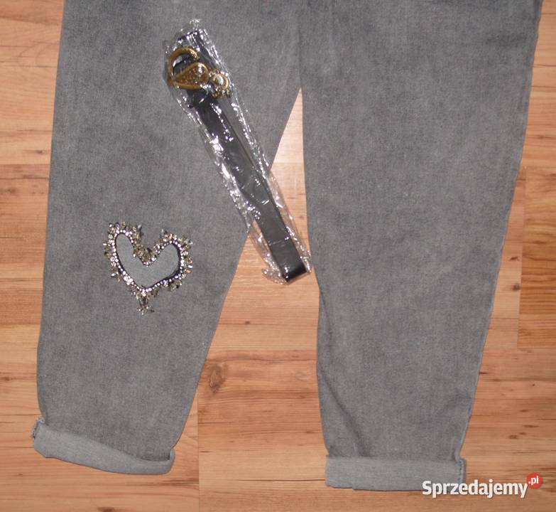 jeansy z serduszkiem pasek REDSEVENTY r L XL
