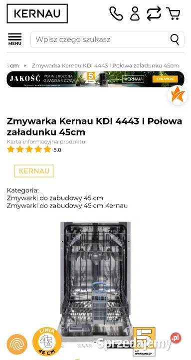 Nowa zmywarka KERNAU do zabudowy 45 Częstochowa