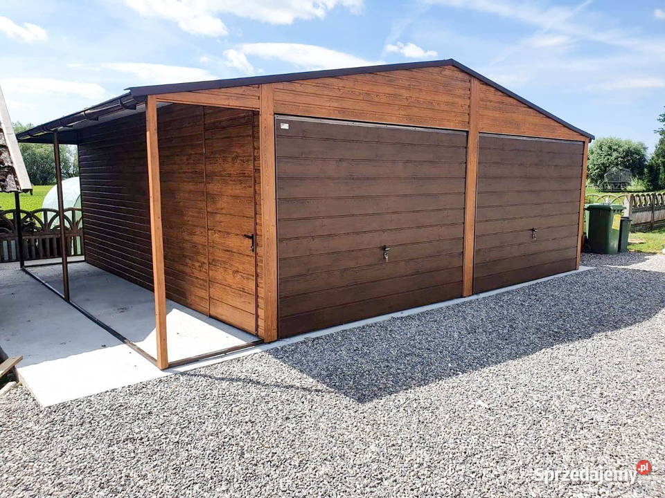 GARAŻ BLASZANY 6m x 6m DWUSPAD 2x BRAMA UCHYLNA Łapanów