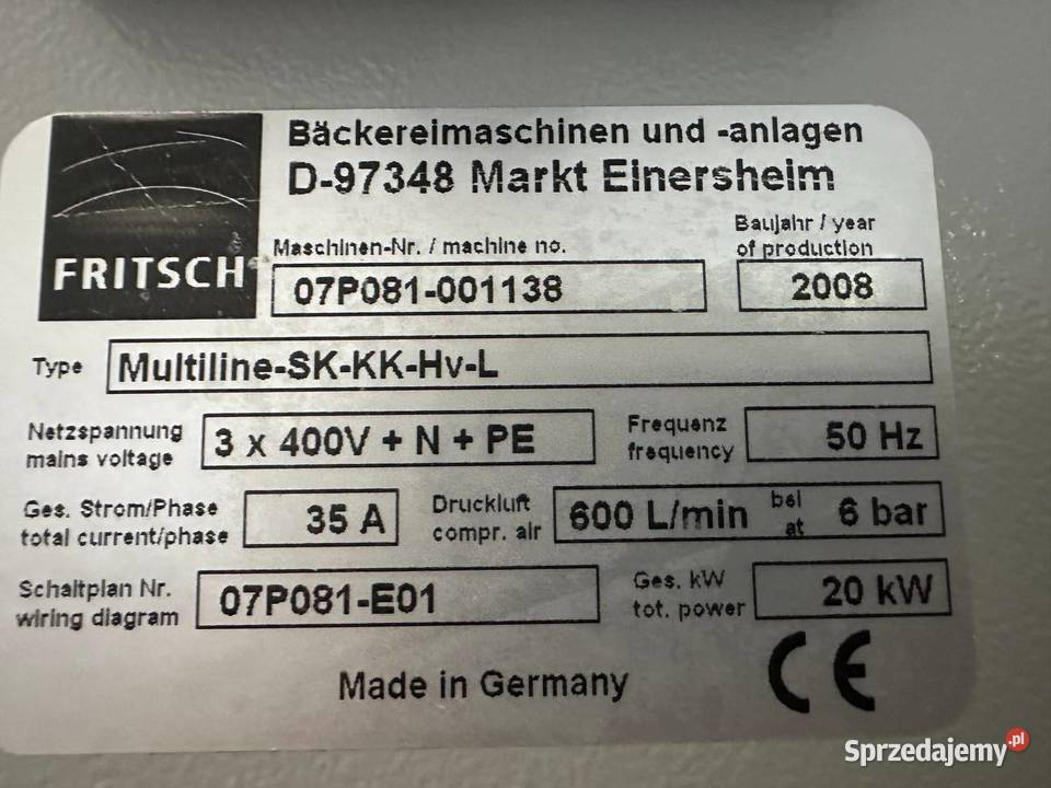 Sprzedam maszynę przemysłową FRITSCH Multiline Zielona Góra