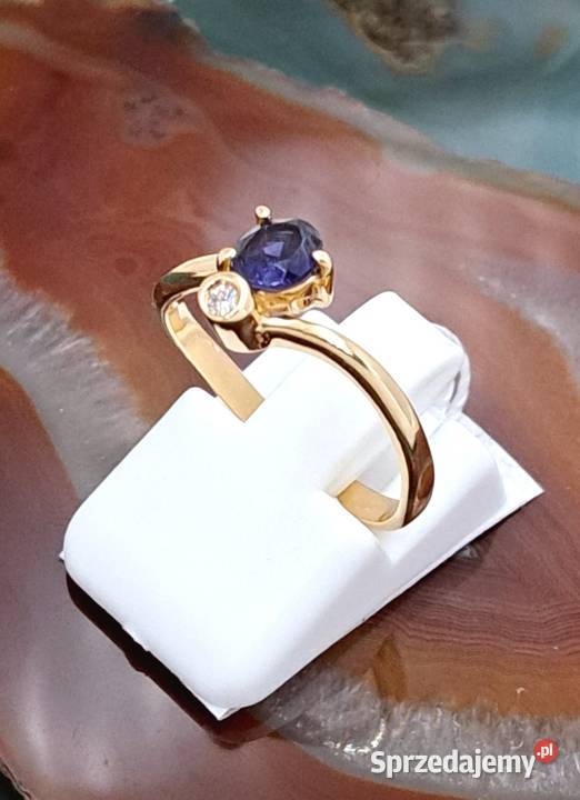 Pierścionek r14 Złoty pr585 z Ametystem Z850
