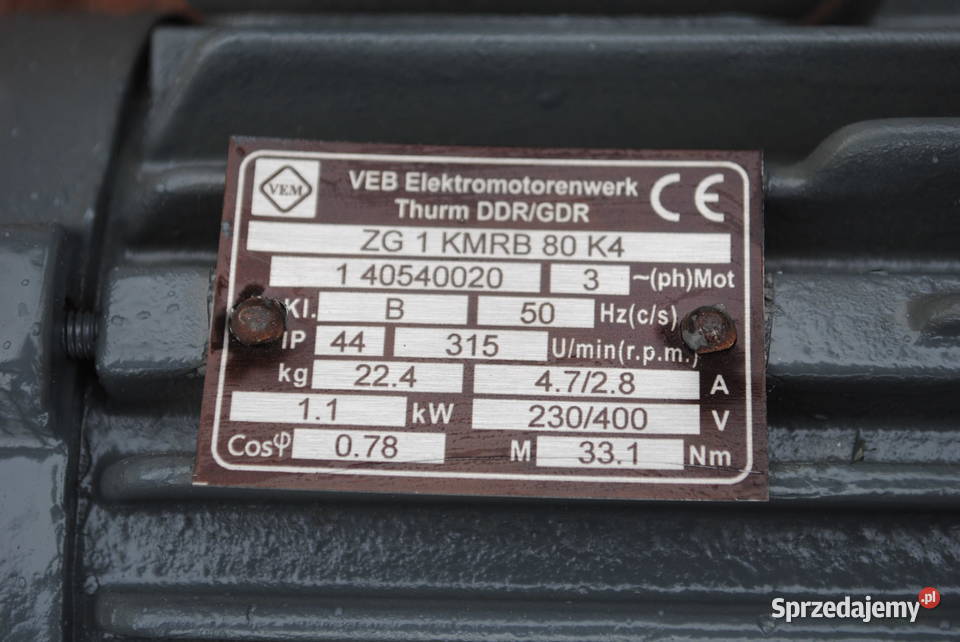 Motoreduktor 11kw 315obrmin FIRMY VEM Kargowa