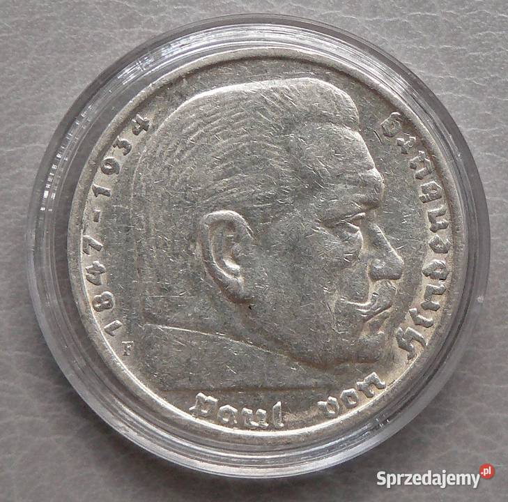 5 Reichsmark 1935 Hindenburg F Niemcy Szklarska Poręba sprzedam