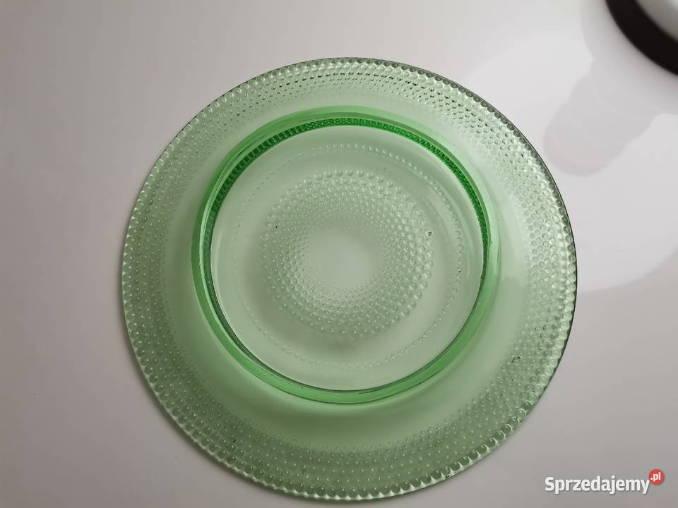 Stara zielona patera talerz szkło Art Deco Katowice