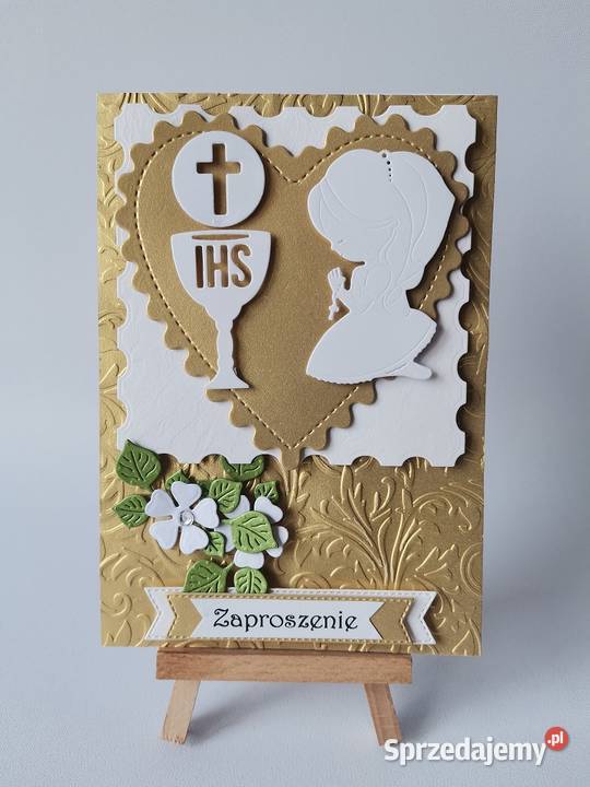 ZAPROSZENIA KOMUNIA DZIEWCZYNKA KLĘCZĄCA KIELICH Poznań