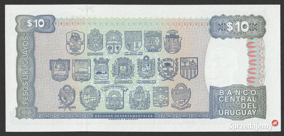 Urugwaj 10 pesos 1995 seria A stan bankowy UNC łódzkie Łódź sprzedam