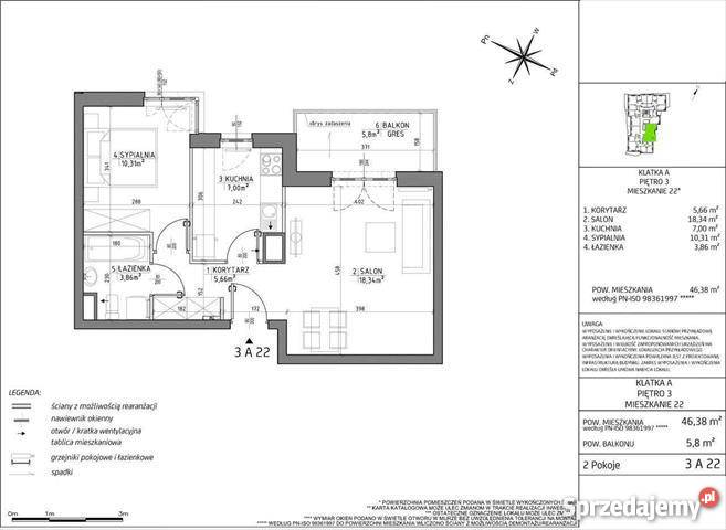 mieszkanie 46m2 2pok Warszawa mazowieckie