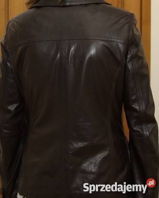 marynarka skórzana damska S brąz brązowy/beżowy