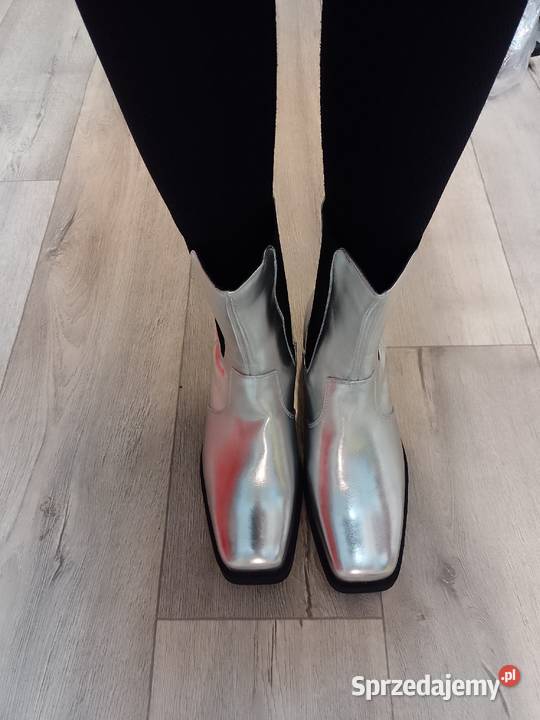 42 Bonprix bpc Srebrne Botki kowbojki wieczorowe Kraków