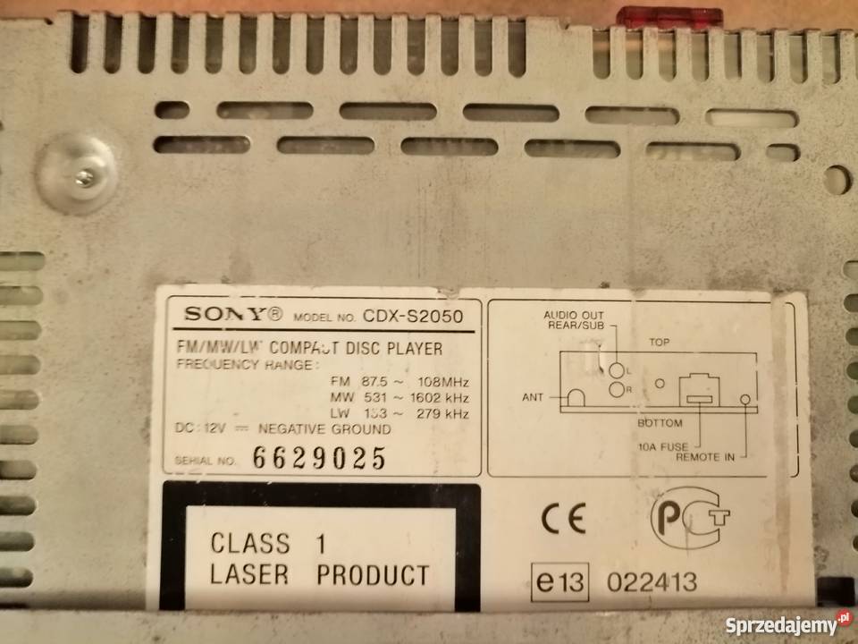 Radio Sony CDXS2550 BRAK KOSTKI śląskie Bieruń