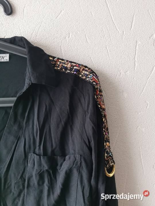 Czarna koszula długi Bluzki i koszule Kraków