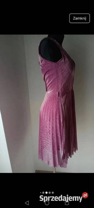 Tweedowa Sukienka wyeksponowane plecy kopertowa Krosno sprzedam