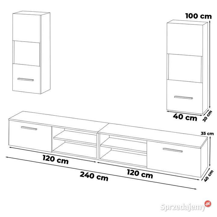 Meblościanka Biała Nowoczesna Pod Telewizor 135cm Elbląg