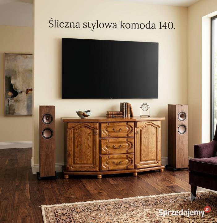 Nowa Dębowa Stylizowana Witryna Kredens 180 Dąb Płock