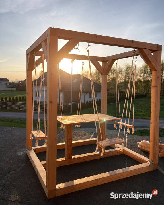 Huśtawka ze stołem drewniana meble ogrodowe Huśtawki śląskie Częstochowa