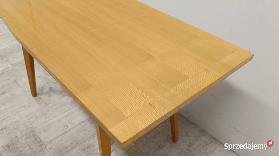stolik ława PRL design vintage dąb połysk do