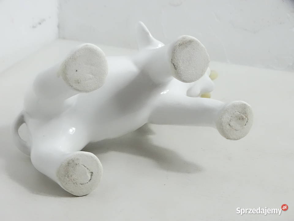 Stary ceramiczny słoń z uniesioną trąbą Vintage Biłgoraj