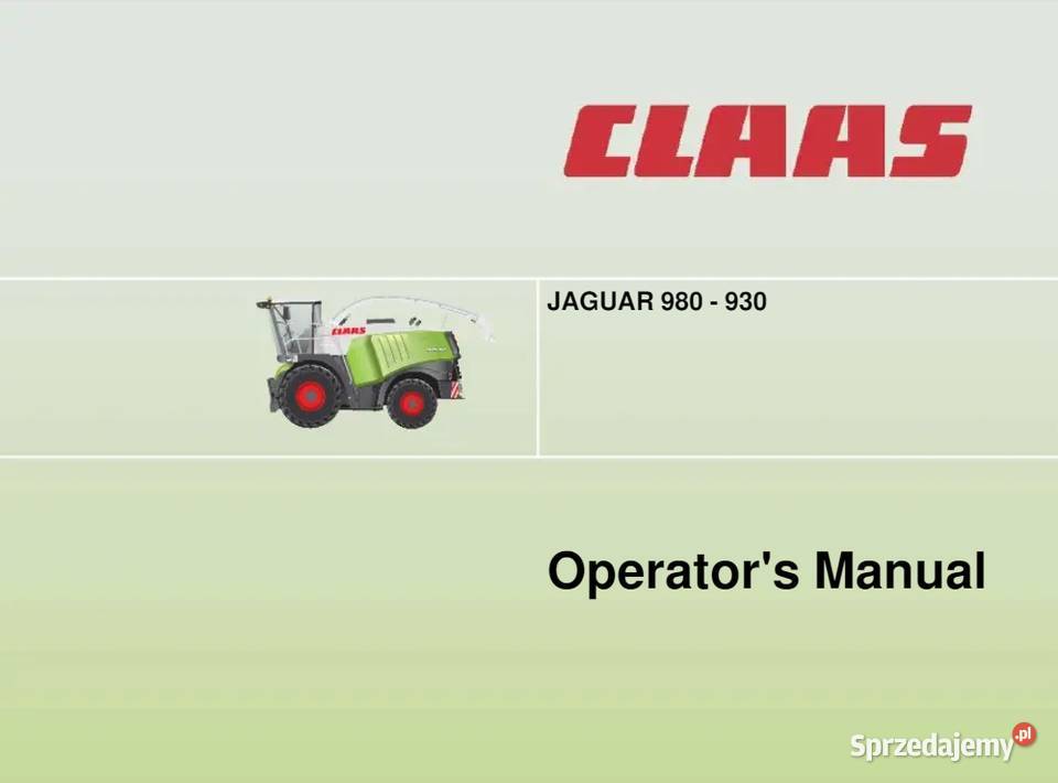 instrukcja obsługi Claas Jaguar 980 970 960 950 Zduńska Wola