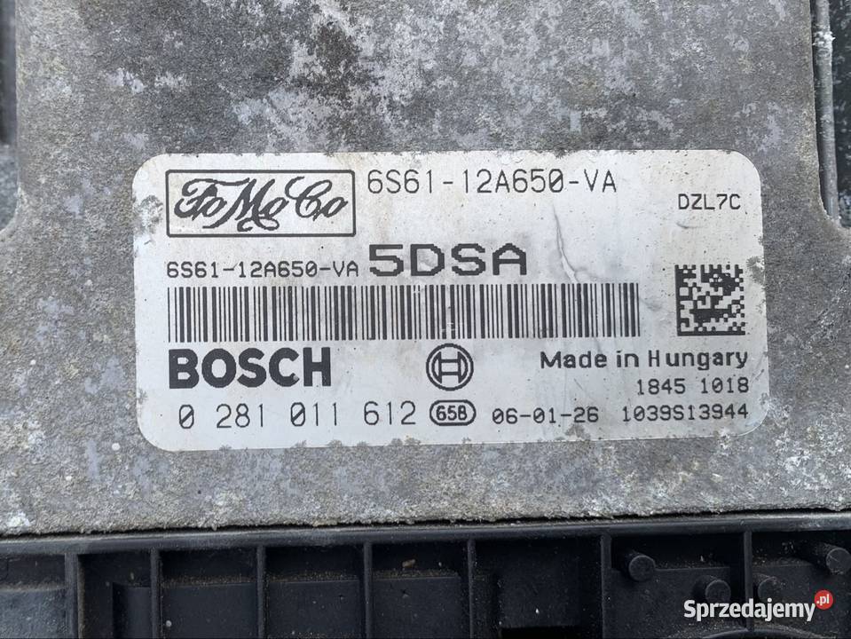 6S6112A650VA komputer sterownik silnika ford Rok produkcji 2008