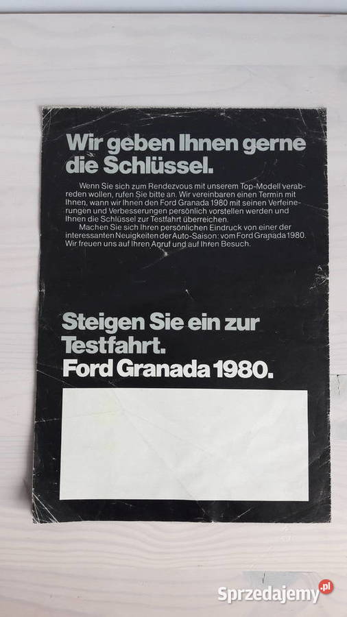 Prospekt rozkładowy Ford Granada 1980 Pozostałe Głuchołazy sprzedam