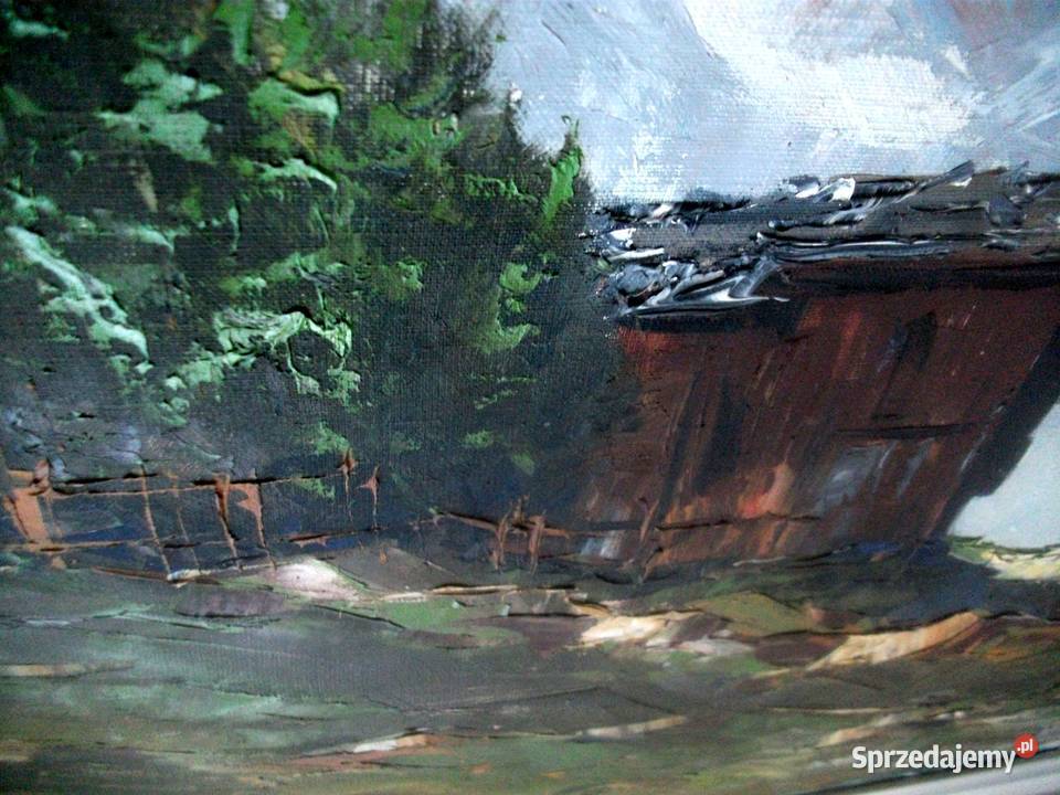 Obraz olejny Gospodarstwo w Alpach lata śląskie