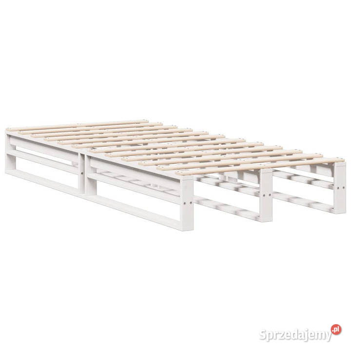 Łóżko z regałem bez materaca białe sosnowe 223cm