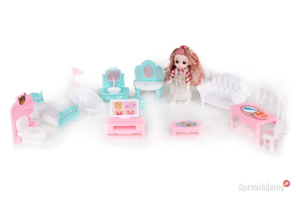 Domek lalek składany Villa mebelki lalka LED