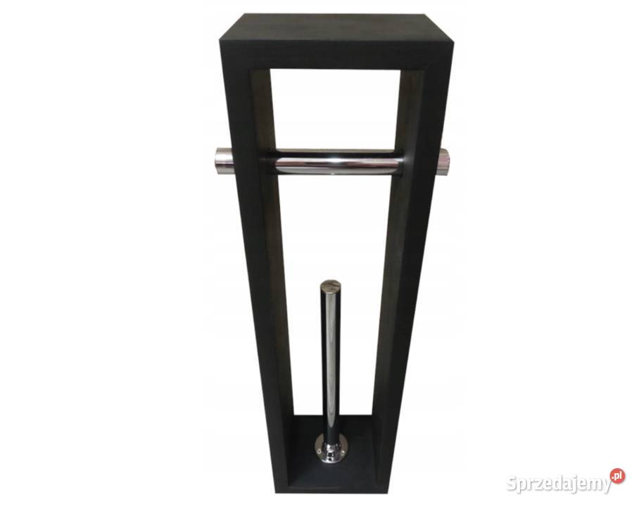 Stojak drewniany na papier toaletowy czarny mat Akcesoria łazienkowe Dębica