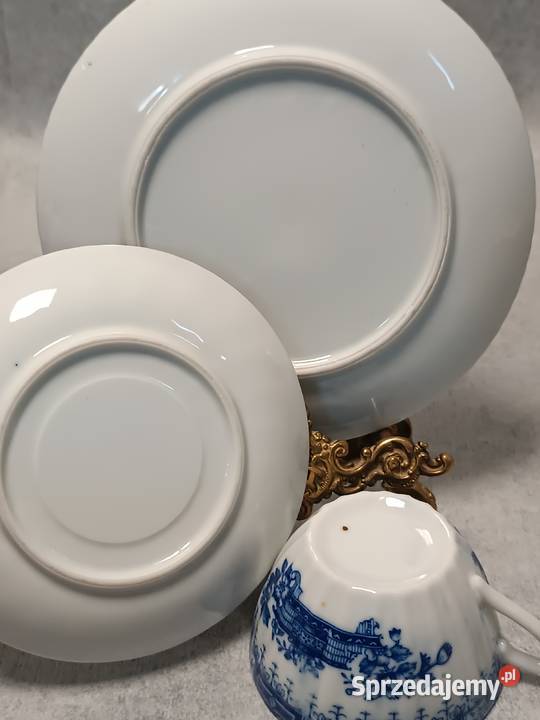 Kolekcjonerska Porcelana Blau Filiżanka Trio Augustów