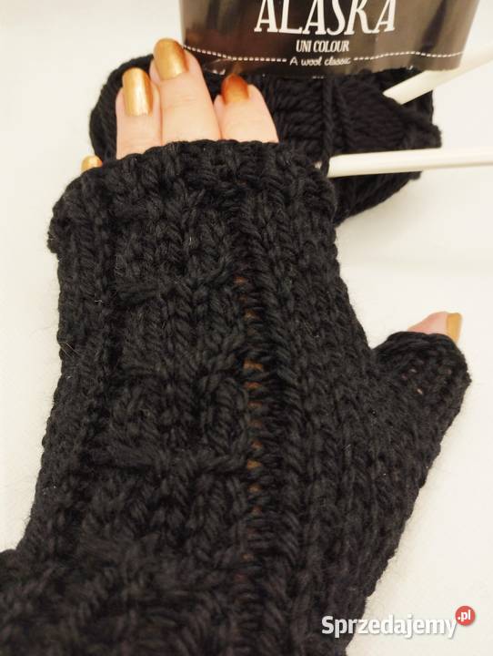 Czarne mitenki 100 wełna Olsztyn