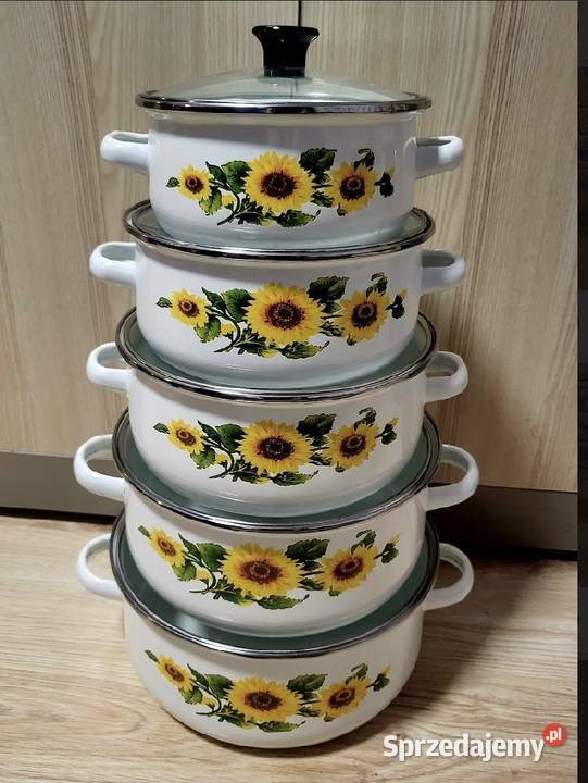 89 Garnki emaliowane słoneczniki