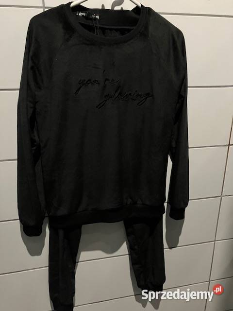 czarna piżama welurowa xs 34 sinsay