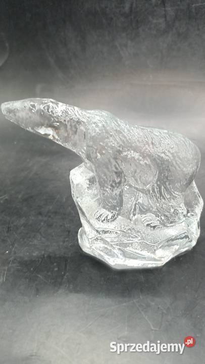 Zabytkowy przycisk do papieru szklany niedźwiedź lubelskie Zamość