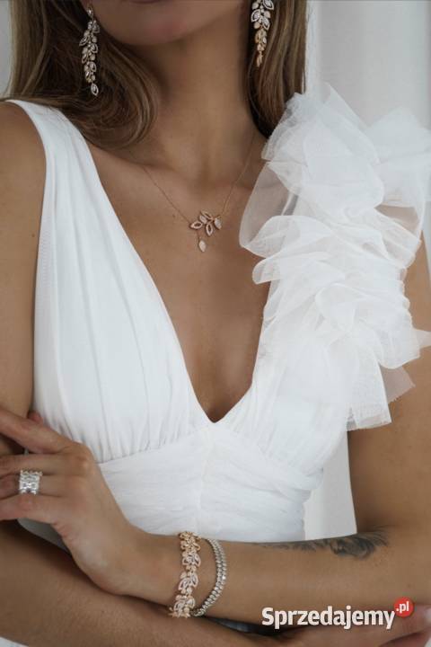 Suknia ślubna ivory z rozcięciem zdobione ramię Damska dolnośląskie Jelenia Góra