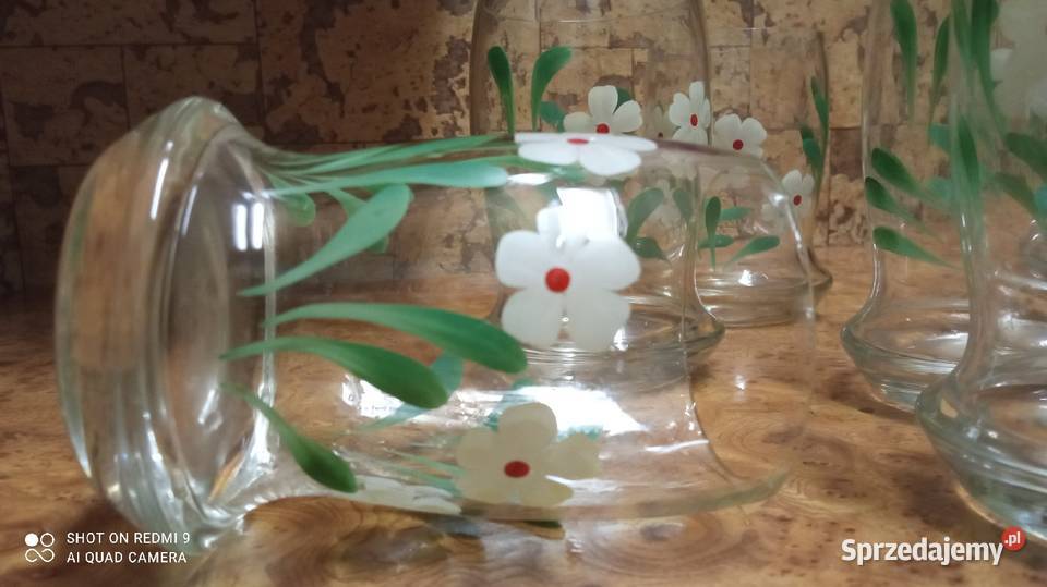 Szklanki ręcznie malowane z lat PRL sprzedam Wrocław