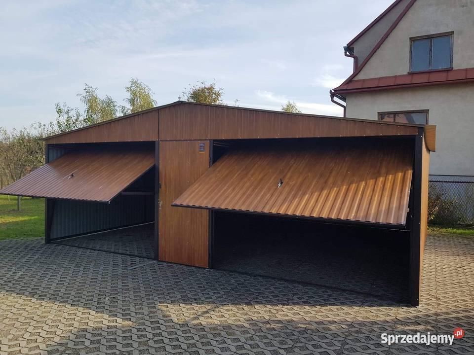 Garaż blaszany dwuspadowy 7x5 drewnopodobny Kalisz