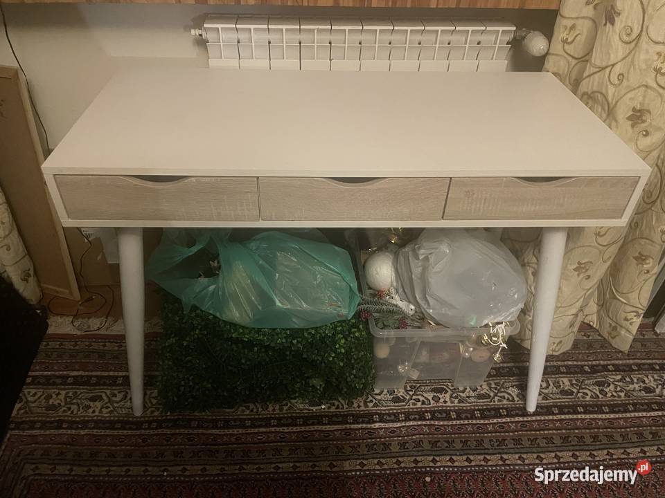 Biurko scandi białe z beżem Warszawa sprzedam