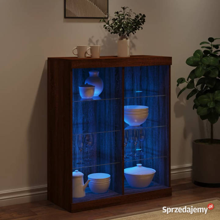 Szafka z oświetleniem LED brązowy dąb 81x37x100 mazowieckie Warszawa