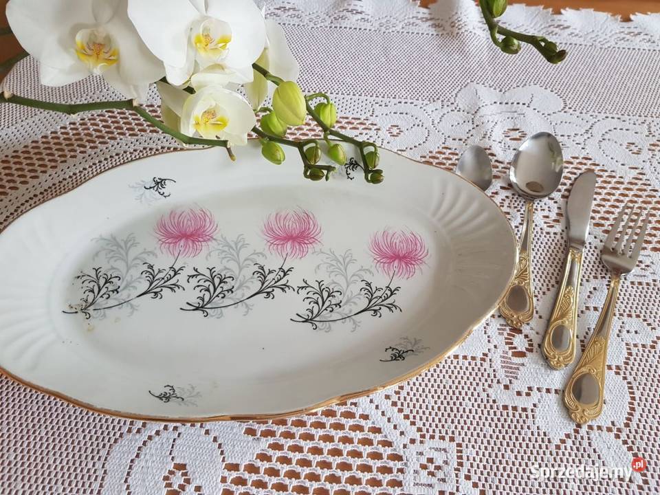 talerz półmisek złocony zdobiony zsrr Ryga Kielce