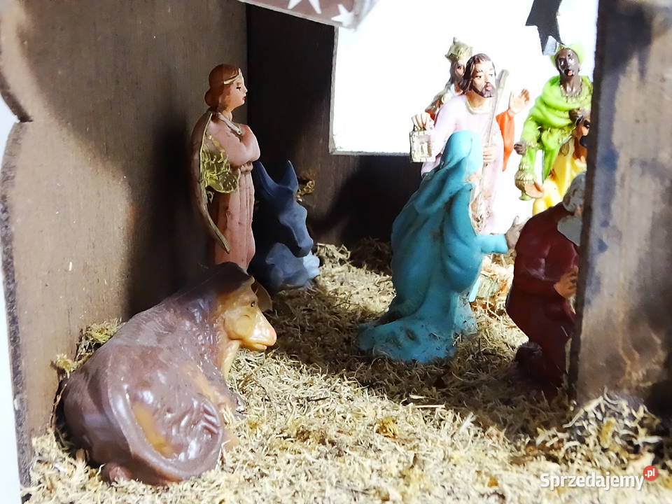 Szopka bożonarodzeniowa z pozytywką dekoracja Biłgoraj