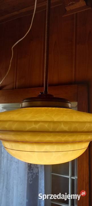Wisząca lampa Art Deco Ładny duży klosz ampla łódzkie