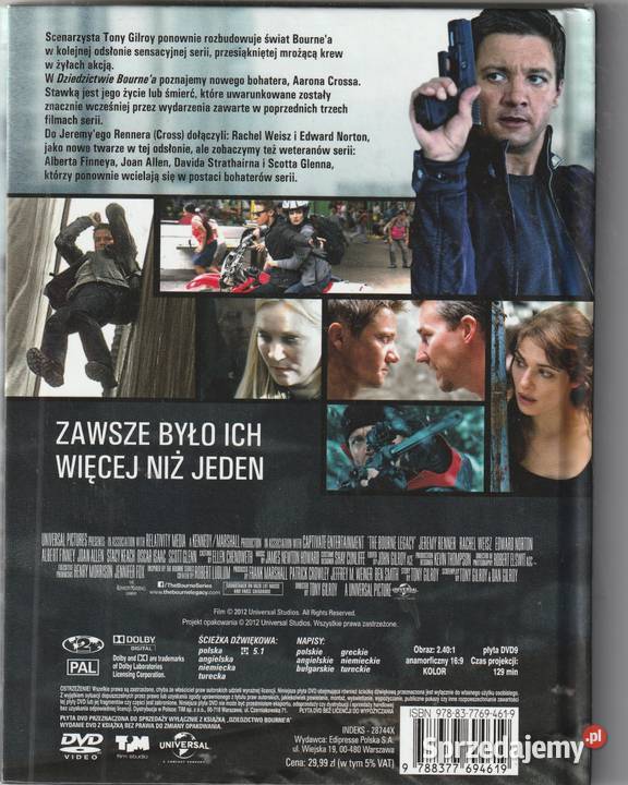 Dziedzictwo Bournea Edward Norton DVD Pruszków