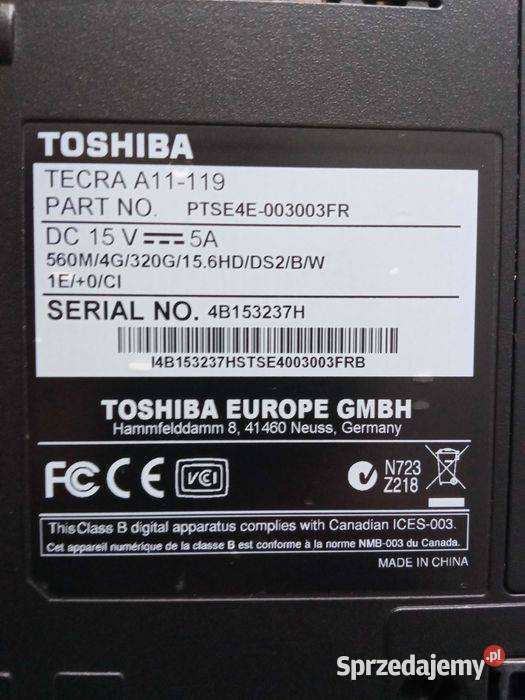 Toshiba Tecra A11 156 Intel Corei5 8GB 128SSD Wrocław sprzedam