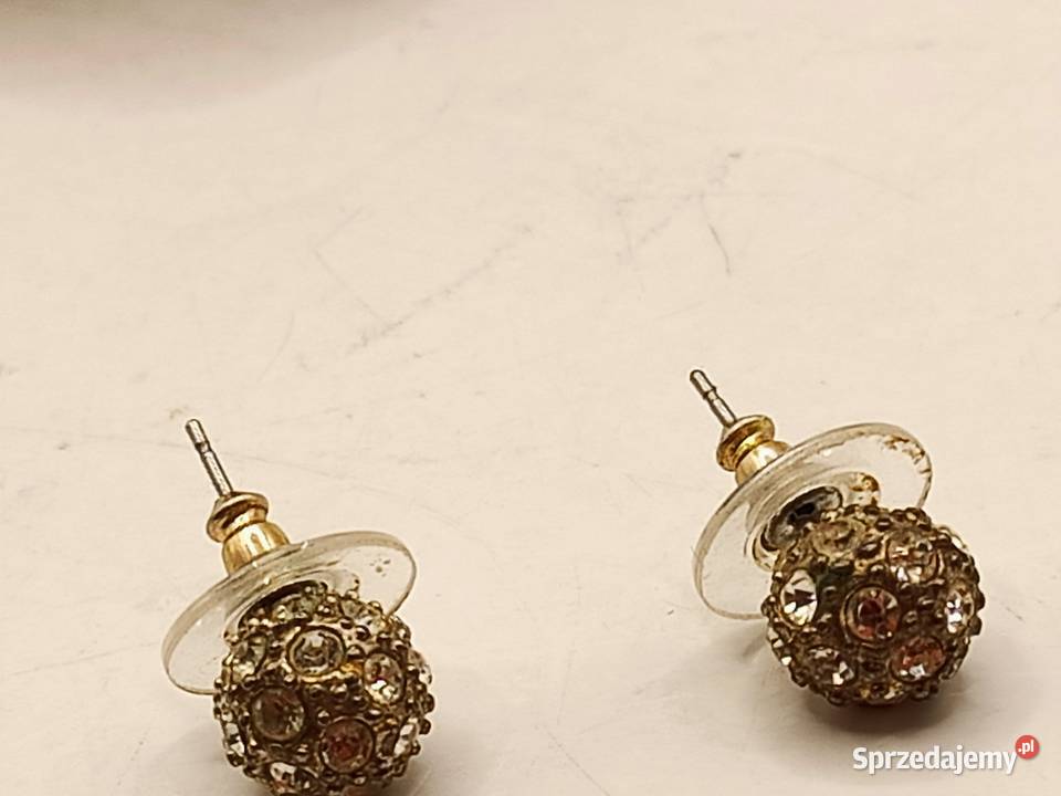 Kolczyki kuleczki z kryształkami Zamość sprzedam