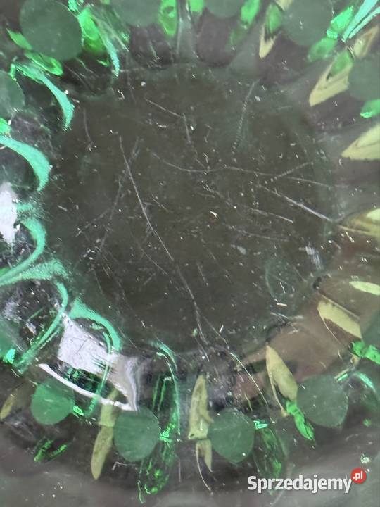 Talerzyki szmaragdowe z Ząbkowic Porcelana i szkło Mielec